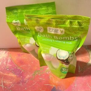 🎀Personal care 🍃Bath Bombs soothing & relaxing soak coconut 🌴 & Lime (Set Of 2)💥